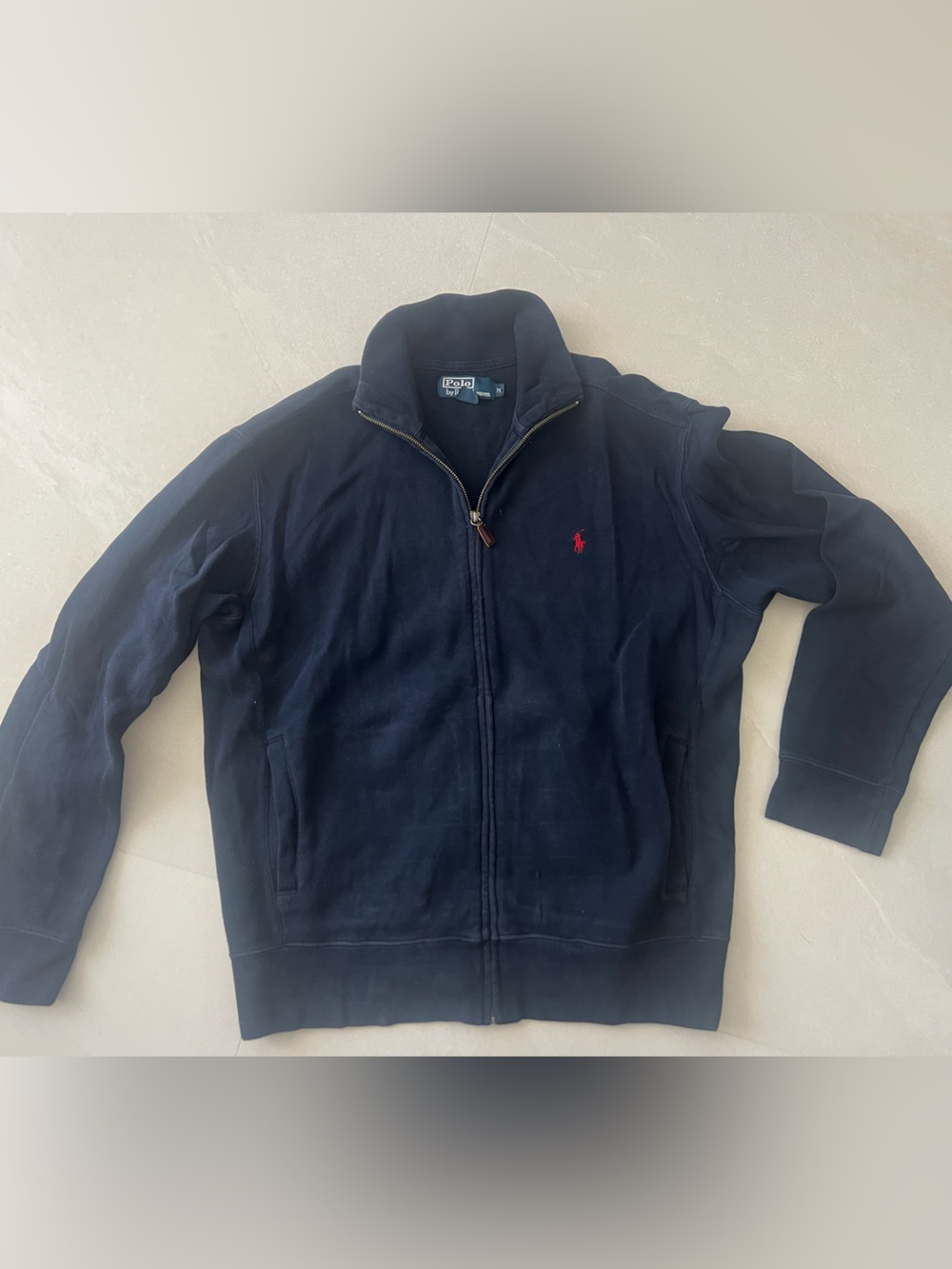 Polo by Ralph Lauren Navy Zip-Up Sweater with Red Pony
